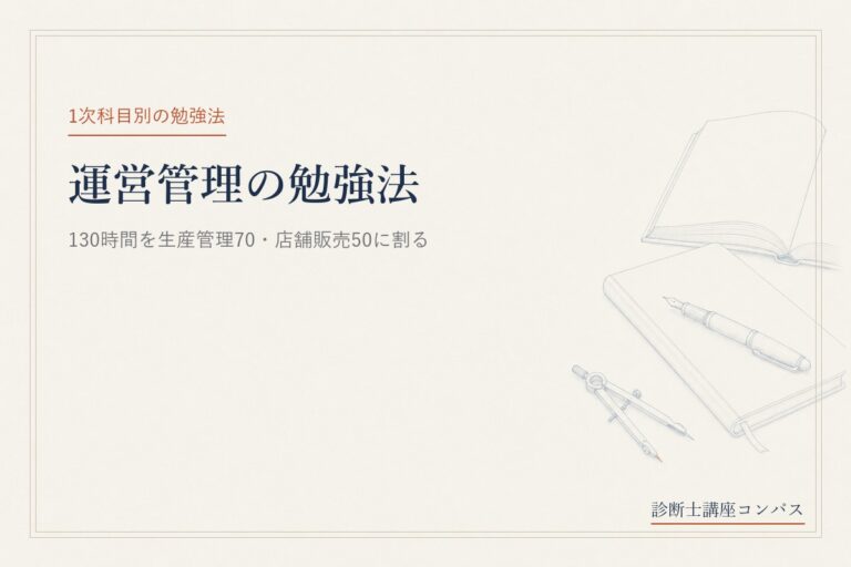中小企業診断士 運営管理の勉強法｜130時間を生産管理70・店舗販売50に割る配分