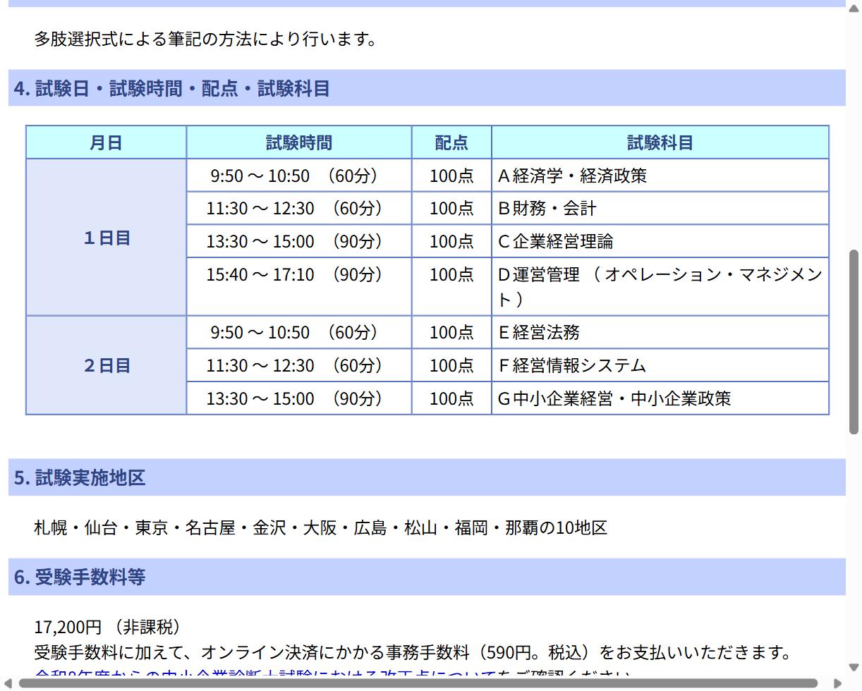 令和8年度中小企業診断士第1次試験の試験案内（公式）